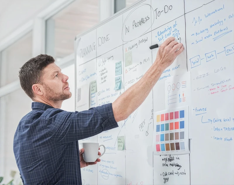 Person explaining on the whiteboard